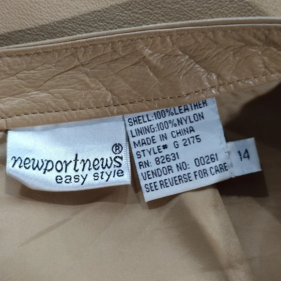 Newport News Tan 100% Leather Mini Skirt size 14 - Picture 6 of 6